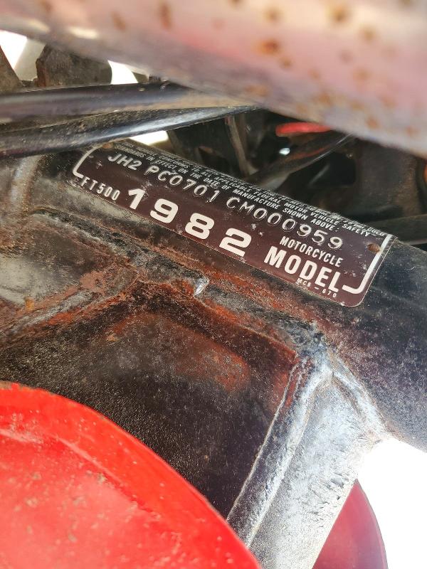 51960766 :رقم المزاد ، JH2PC0701CM000959 vin ، 1982 Honda Ft500 مزاد بيع