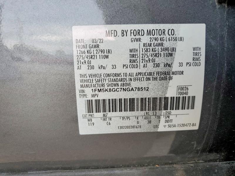 Aukcja sprzedaży 2022 Ford Explorer, vin: 1FM5K8GC7NGA78512, numer aukcji: 55266656