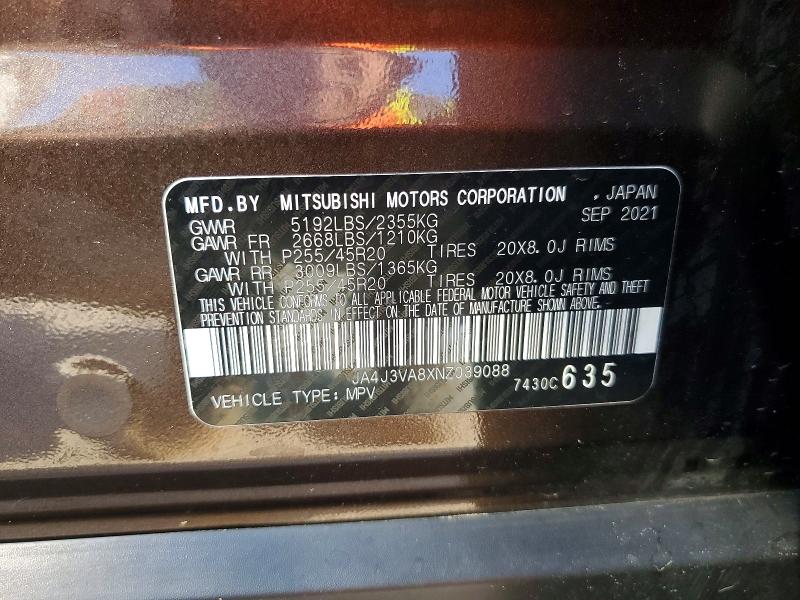 Aukcja sprzedaży 2022 Mitsubishi Outlander, vin: JA4J3VA8XNZ039088, numer aukcji: 55735426