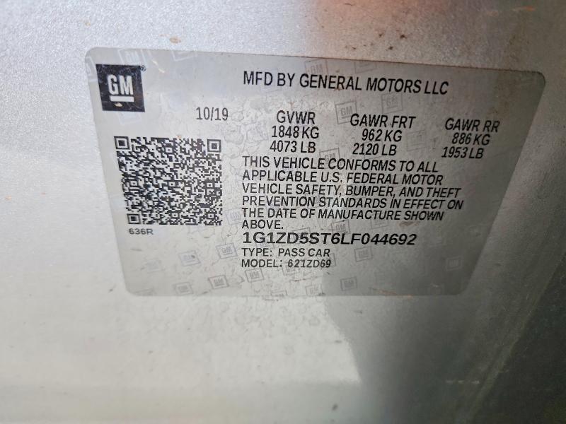 52463466 :رقم المزاد ، 1G1ZD5ST6LF044692 vin ، 2020 Chevrolet Malibu مزاد بيع