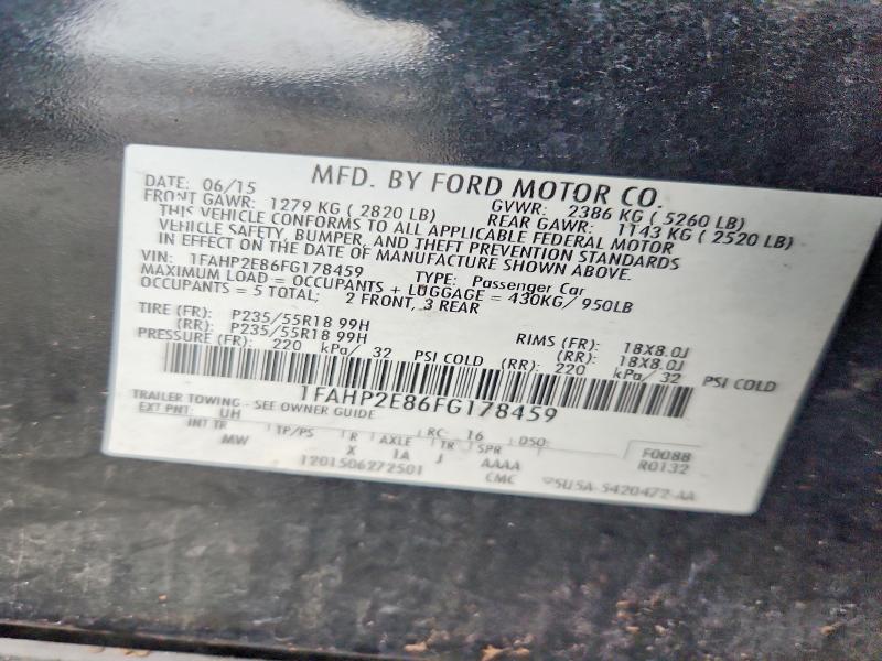 Продаж на аукціоні авто 2015 Ford Taurus, vin: 1FAHP2E86FG178459, номер лоту: 53458666