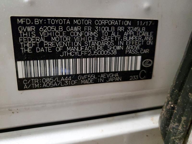 Продаж на аукціоні авто 2018 Lexus Ls, vin: JTHCYLFF2J5000538, номер лоту: 51860286