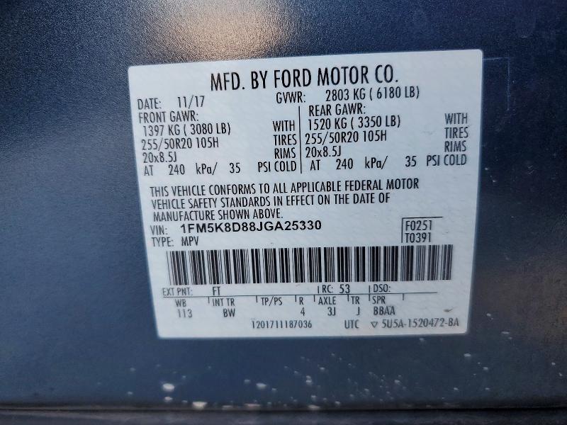 Продажа на аукционе авто 2018 Ford Explorer, vin: 1FM5K8D88JGA25330, номер лота: 52740856