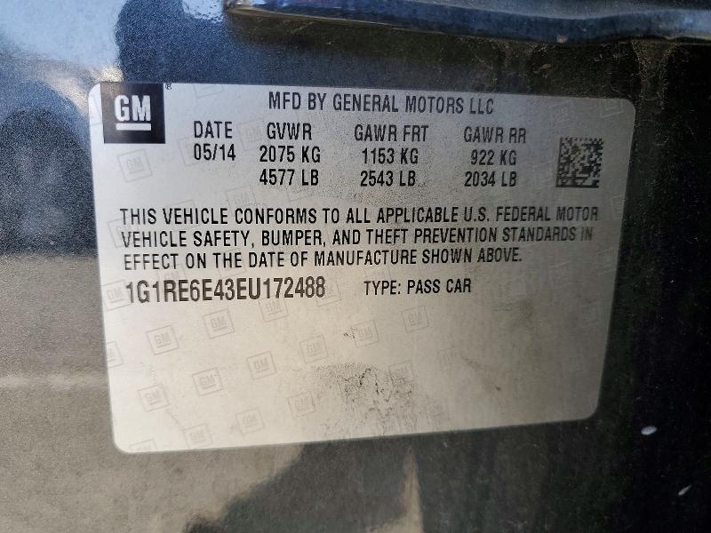 Aukcja sprzedaży 2014 Chevrolet Volt, vin: 1G1RE6E43EU172488, numer aukcji: 55550166