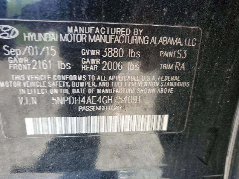 Продаж на аукціоні авто 2016 Hyundai Elantra, vin: 5NPDH4AE4GH754091, номер лоту: 52203636