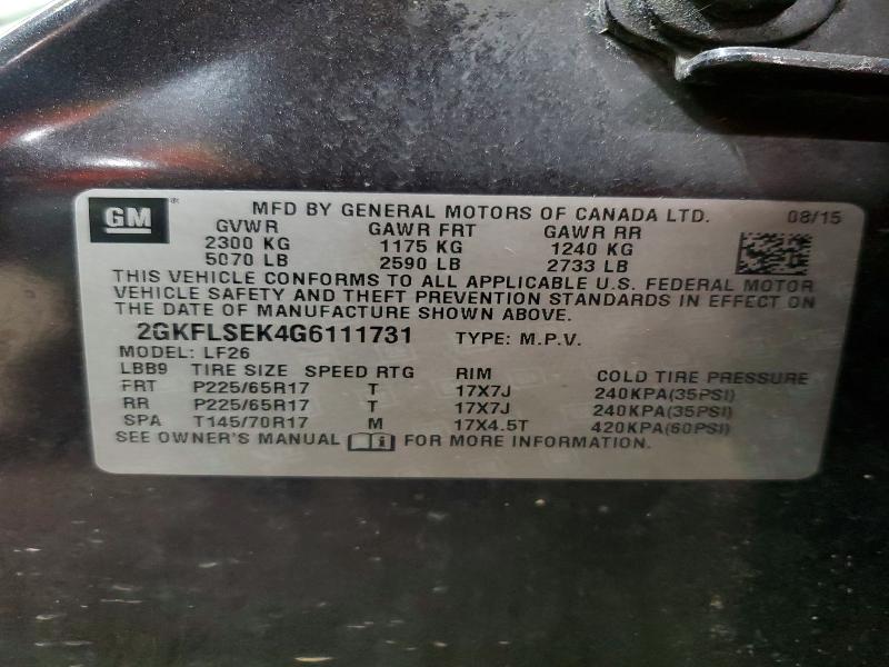 Продаж на аукціоні авто 2016 Gmc Terrain, vin: 2GKFLSEK4G6111731, номер лоту: 53018336