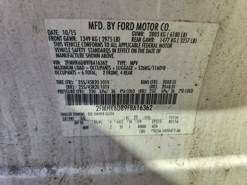 52832936 :رقم المزاد ، 2FMHK6D89FBA16362 vin ، 2015 Ford Flex مزاد بيع