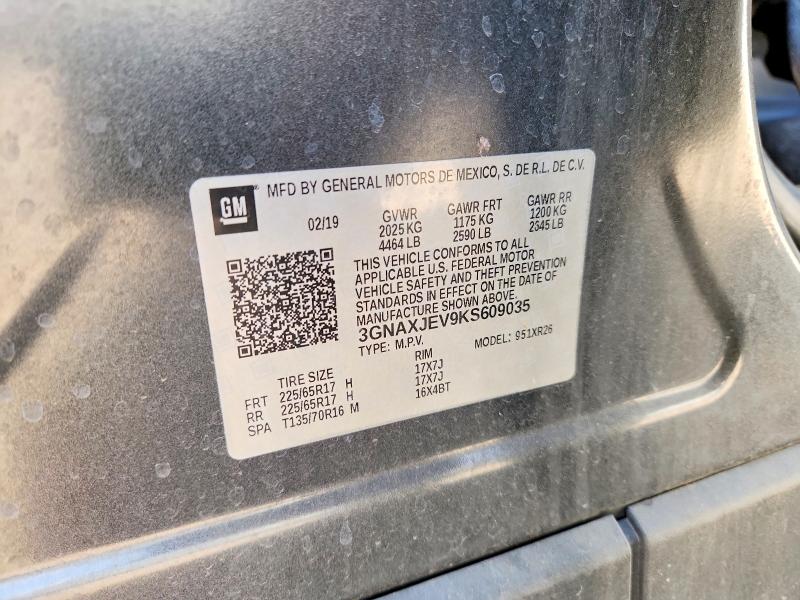 Продаж на аукціоні авто 2019 Chevrolet Equinox, vin: 3GNAXJEV9KS609035, номер лоту: 52444836