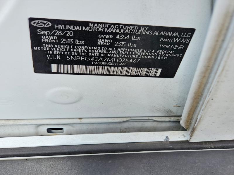 Aukcja sprzedaży 2021 Triumph Car Sonata, vin: 5NPEG4JA2MH075467, numer aukcji: 54020246