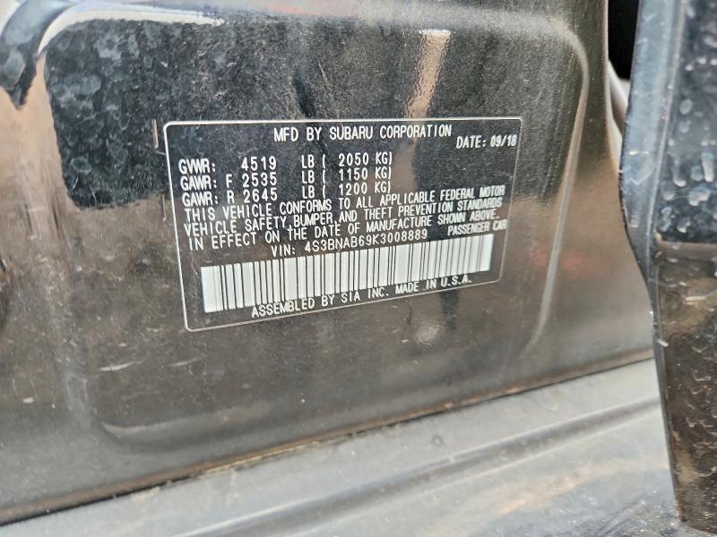 54788136 :رقم المزاد ، 4S3BNAB69K3008889 vin ، 2019 Subaru Legacy مزاد بيع