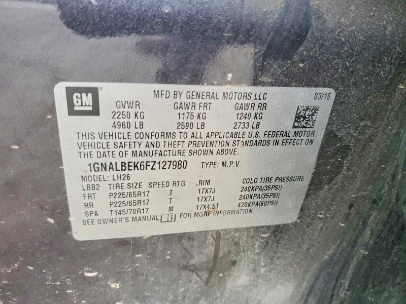 53646816 :رقم المزاد ، 1GNALBEK6FZ127980 vin ، 2015 Chevrolet Equinox مزاد بيع