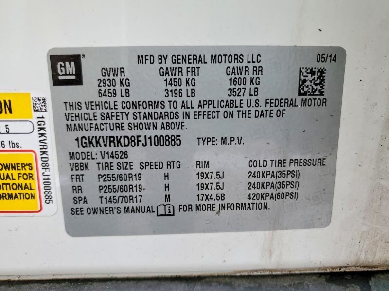 Aukcja sprzedaży 2015 Gmc Acadia, vin: 1GKKVRKD8FJ100885, numer aukcji: 54256336