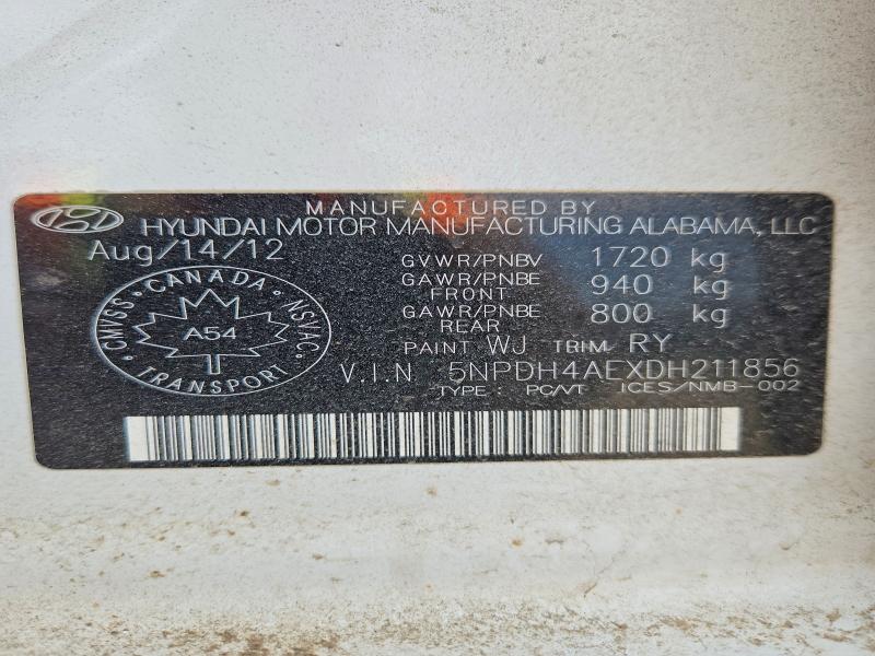 Продажа на аукционе авто 2013 Hyundai Elantra, vin: 5NPDH4AEXDH211856, номер лота: 55126226