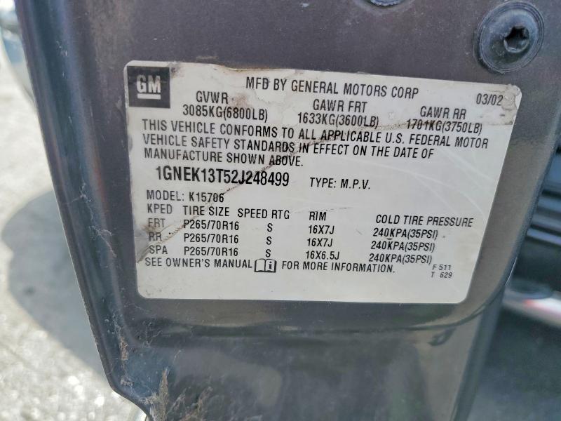 Продажа на аукционе авто 2002 Chevrolet Tahoe, vin: 1GNEK13T52J248499, номер лота: 54345326