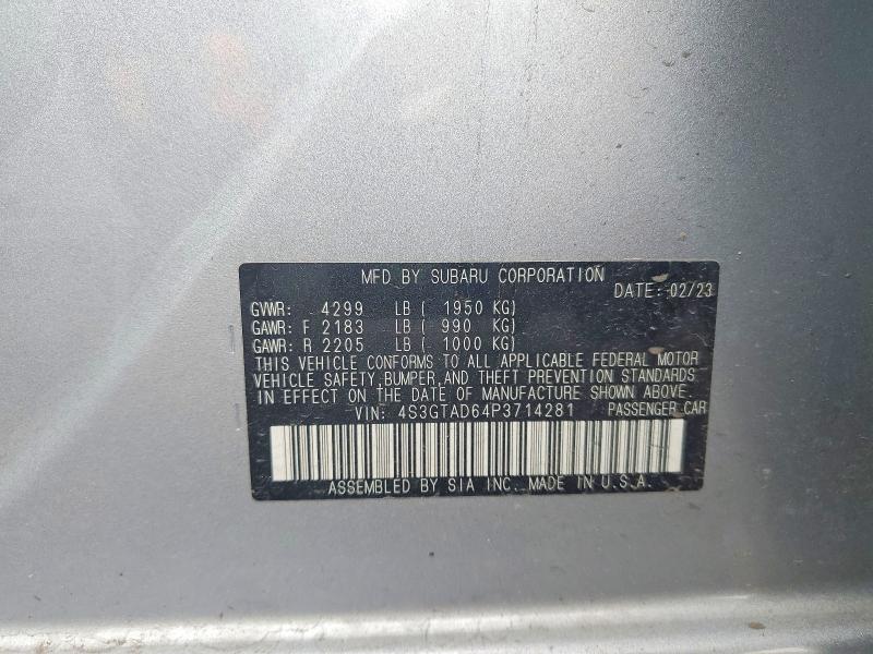 53136196 :رقم المزاد ، 4S3GTAD64P3714281 vin ، 2023 Subaru Impreza مزاد بيع