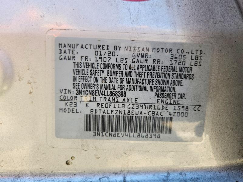 53122896 :رقم المزاد ، 3N1CN8EV4LL868398 vin ، 2020 Nissan Versa مزاد بيع