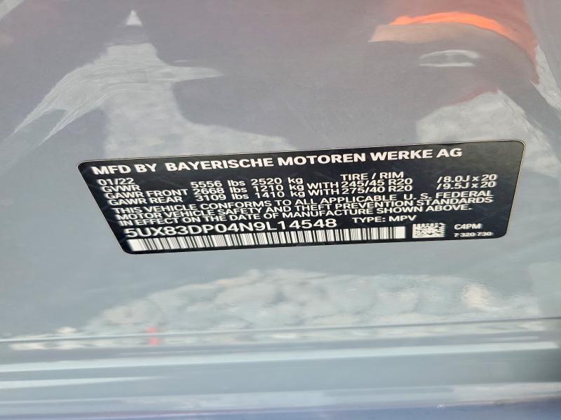 Продаж на аукціоні авто 2022 Bmw X3, vin: 5UX83DP04N9L14548, номер лоту: 53176656
