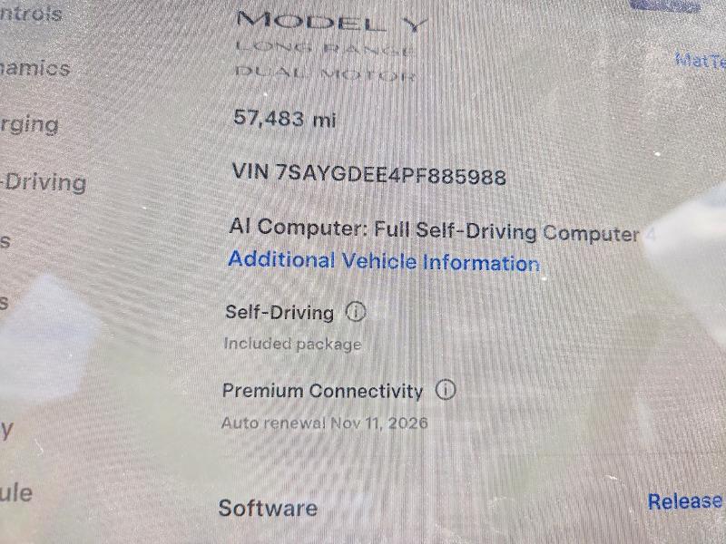 52075806 :رقم المزاد ، 7SAYGDEE4PF885988 vin ، 2023 Tesla Model Y مزاد بيع