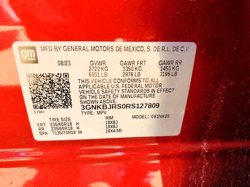 53135396 :رقم المزاد ، 3GNKBJRS0RS127809 vin ، 2024 Chevrolet Blazer مزاد بيع