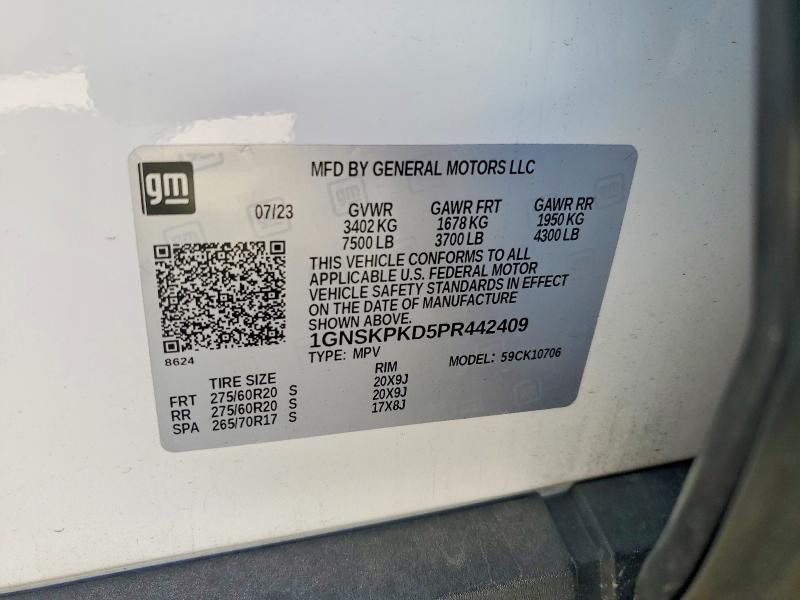 Продажа на аукционе авто 2023 Chevrolet Tahoe, vin: 1GNSKPKD5PR442409, номер лота: 51469436