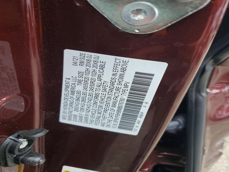 2021 Honda Pilot მანქანა იყიდება აუქციონზე, vin: 5FNYF6H98MB076760, აუქციონის ნომერი: 54414776