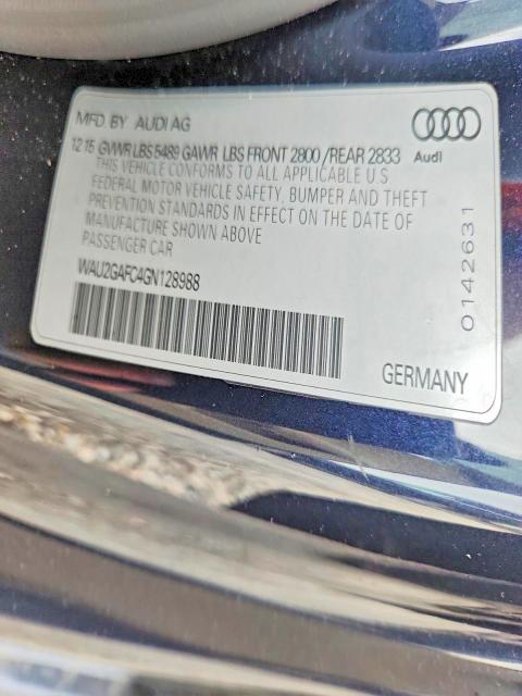 Продаж на аукціоні авто 2016 Audi A7, vin: WAU2GAFC4GN128988, номер лоту: 54641676
