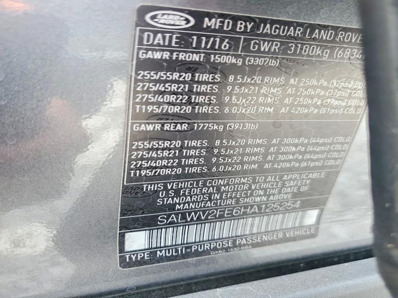 Aukcja sprzedaży 2017 Land Rover Range Rover Sport, vin: SALWV2FE6HA125254, numer aukcji: 46783186