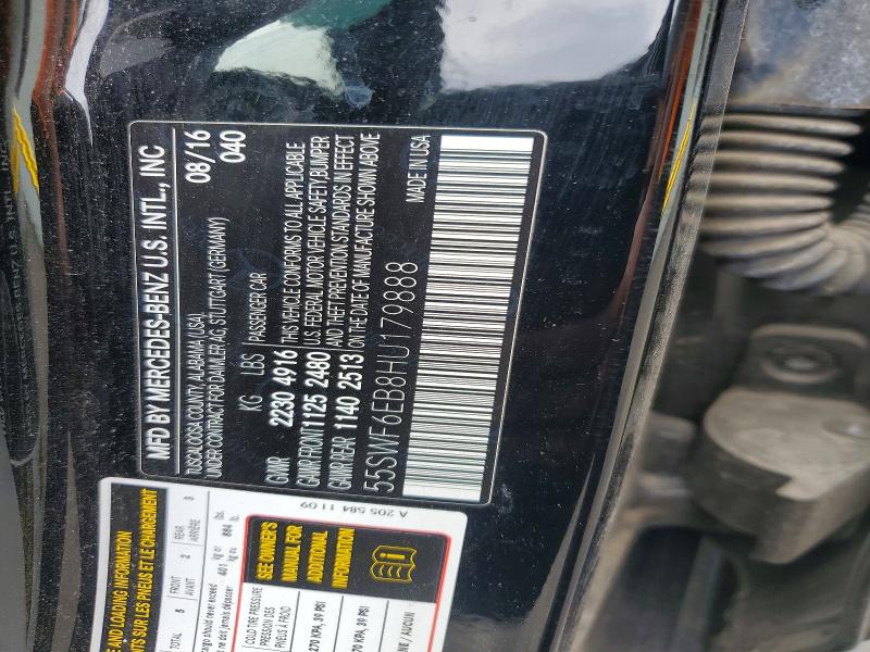 Aukcja sprzedaży 2017 Mercedes-benz C, vin: 55SWF6EB8HU179888, numer aukcji: 52782656