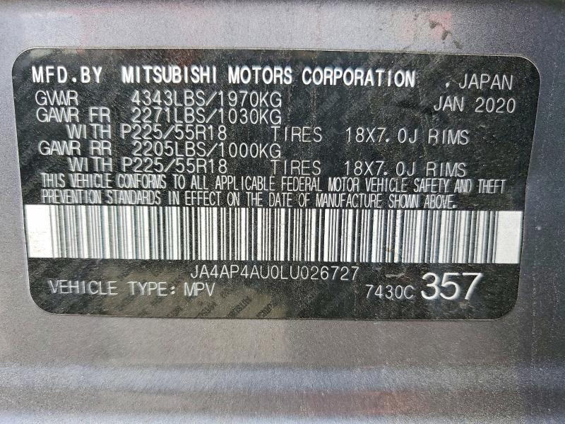 Продаж на аукціоні авто 2020 Mitsubishi Outlander Sport, vin: JA4AP4AU0LU026727, номер лоту: 53631486