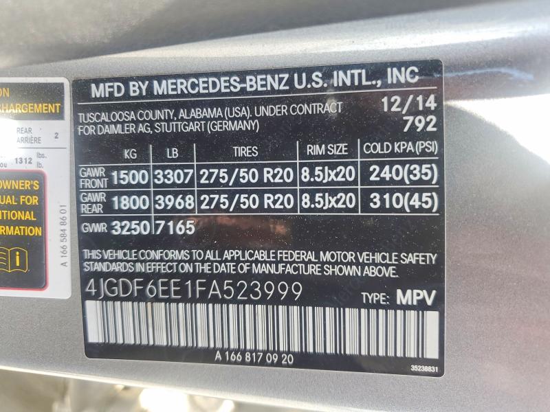 Продажа на аукционе авто 2015 Mercedes-benz Gl, vin: 4JGDF6EE1FA523999, номер лота: 54984776