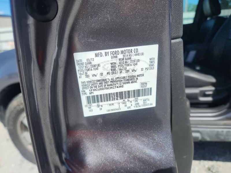 Продаж на аукціоні авто 2012 Ford Escape, vin: 1FMCU0D70CKC74392, номер лоту: 53809936