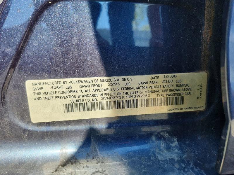 52494836 :رقم المزاد ، 3VWRZ71K79M076960 vin ، 2009 Volkswagen Jetta مزاد بيع