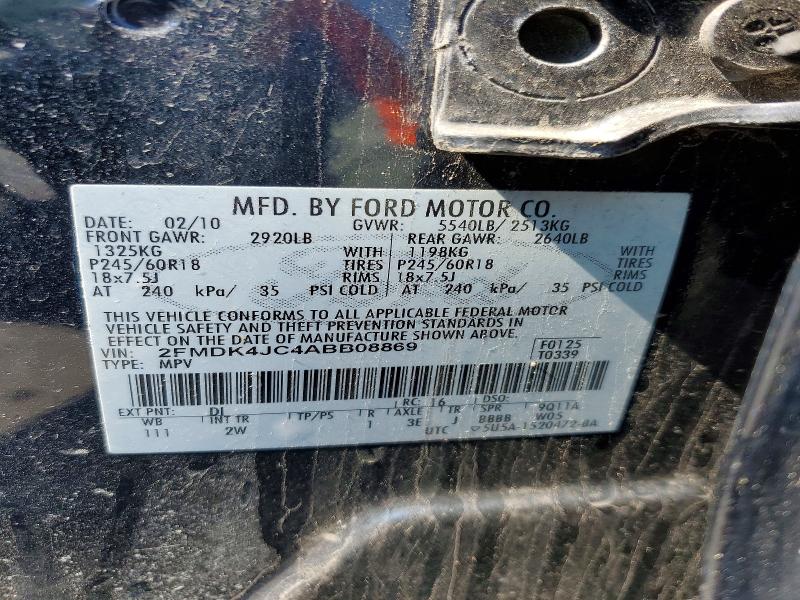 2010 Ford Edge მანქანა იყიდება აუქციონზე, vin: 2FMDK4JC4ABB08869, აუქციონის ნომერი: 51848306