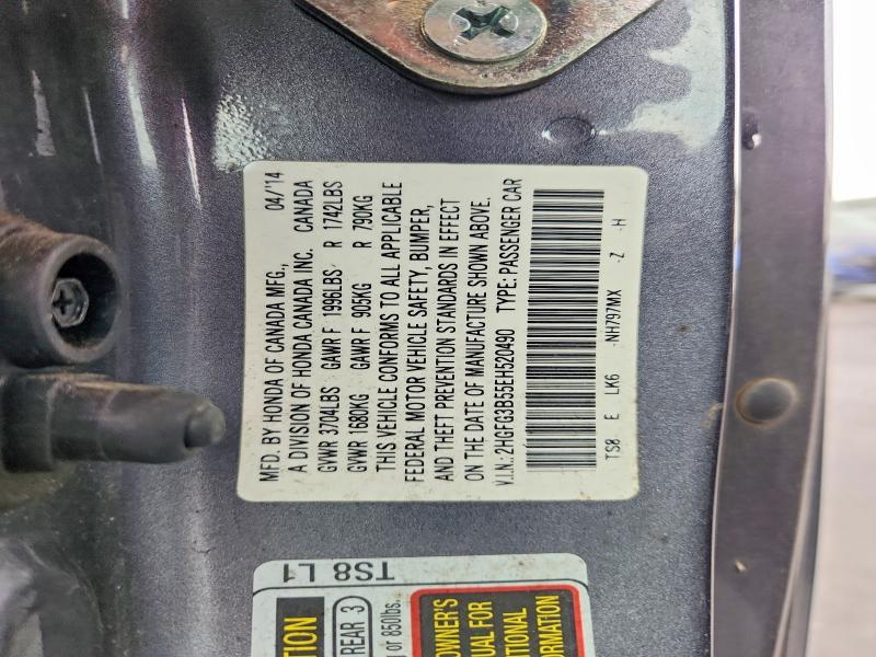 Продаж на аукціоні авто 2014 Honda Civic, vin: 2HGFG3B55EH520490, номер лоту: 53452526