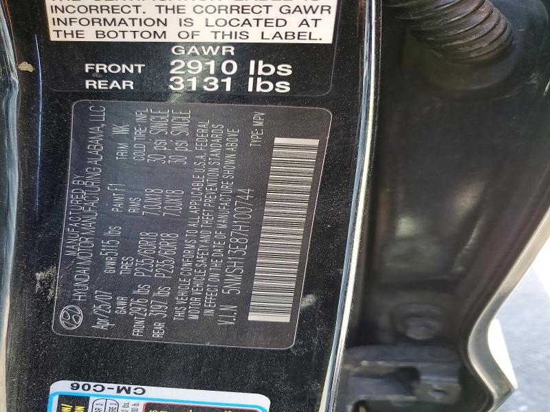 Продаж на аукціоні авто 2007 Hyundai Santa Fe, vin: 5NMSH13E87H100744, номер лоту: 53949676