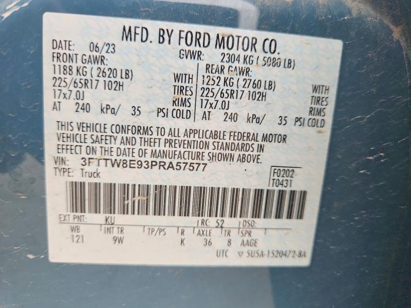 Продажа на аукционе авто 2023 Ford Maverick, vin: 3FTTW8E93PRA57577, номер лота: 54125666