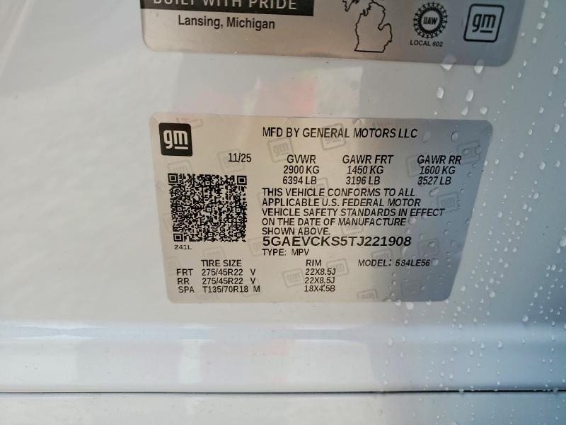 Продажа на аукционе авто 2026 Buick Enclave, vin: 5GAEVCKS5TJ221908, номер лота: 51527356