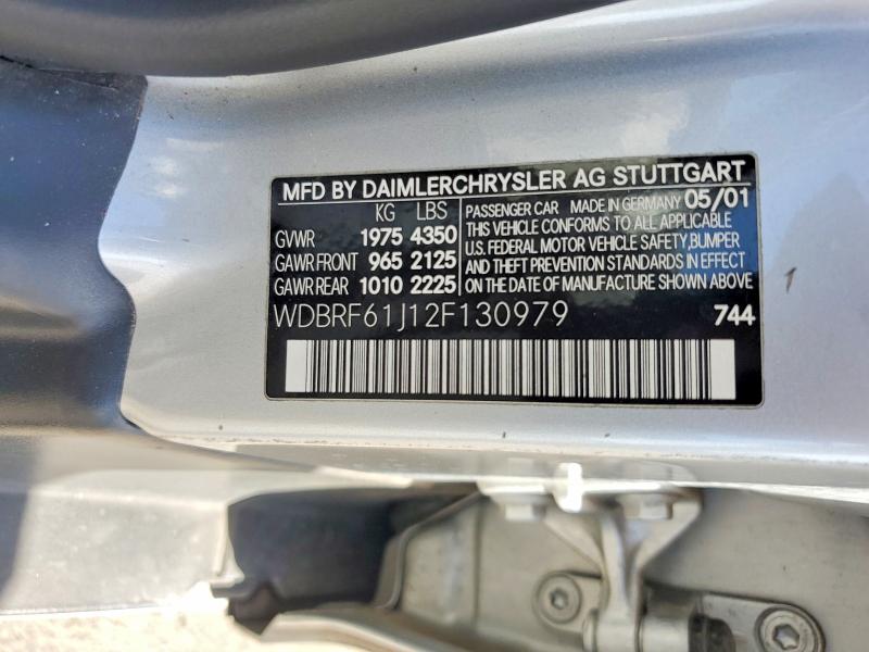 Aukcja sprzedaży 2002 Mercedes-benz C, vin: WDBRF61J12F130979, numer aukcji: 53278986
