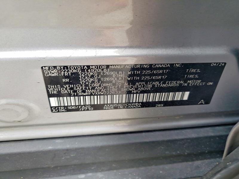 2024 Toyota Rav4 Hybrid მანქანა იყიდება აუქციონზე, vin: 2T3RWRFVXRW222633, აუქციონის ნომერი: 54082526