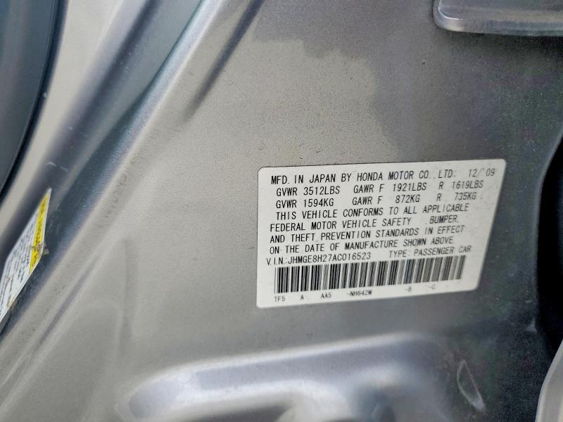 Продаж на аукціоні авто 2010 Honda Fit, vin: JHMGE8H27AC016523, номер лоту: 52077686