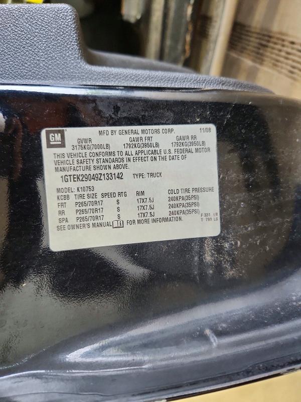 53816886 :رقم المزاد ، 1GTEK29049Z133142 vin ، 2009 Gmc Sierra مزاد بيع