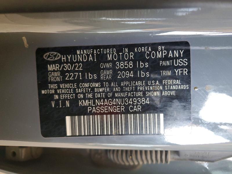 Продаж на аукціоні авто 2022 Hyundai Elantra, vin: KMHLN4AG4NU349384, номер лоту: 55014026