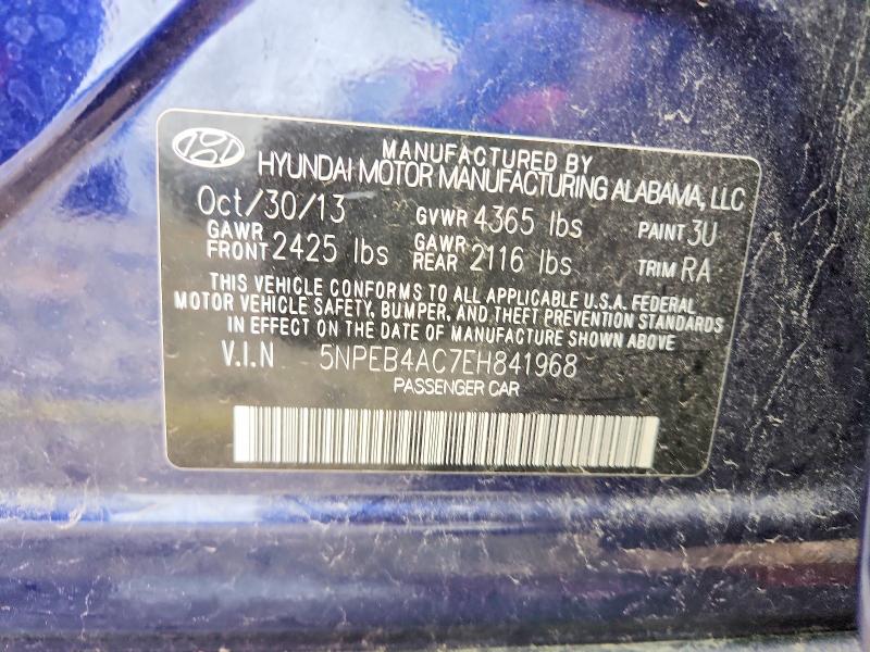 53723766 :رقم المزاد ، 5NPEB4AC7EH841968 vin ، 2014 Hyundai Sonata مزاد بيع