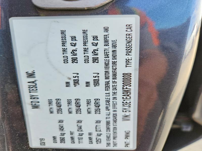 Продажа на аукционе авто 2019 Tesla Model 3, vin: 5YJ3E1EA9KF300808, номер лота: 52044686