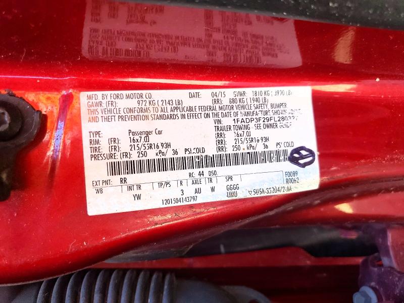 53000096 :رقم المزاد ، 1FADP3F29FL280327 vin ، 2015 Ford Focus مزاد بيع