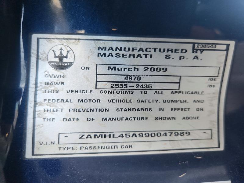 Aukcja sprzedaży 2009 Maserati Granturismo, vin: ZAMHL45A990047989, numer aukcji: 52773416
