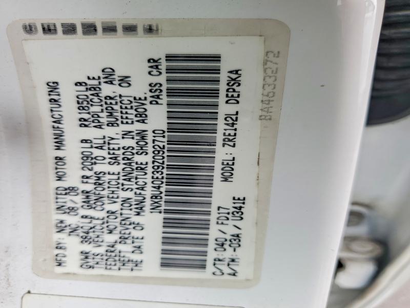 55066346 :رقم المزاد ، 1NXBU40E39Z092710 vin ، 2009 Toyota Corolla مزاد بيع