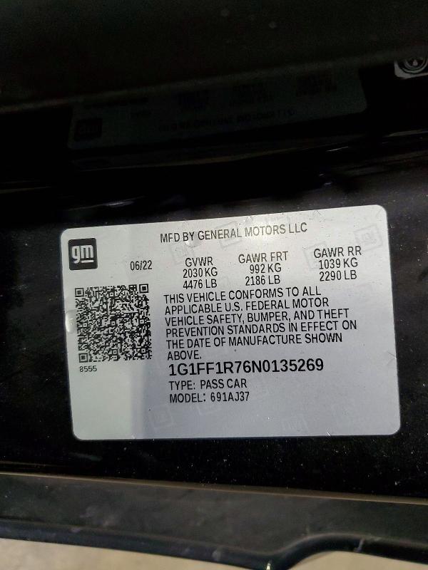 Продаж на аукціоні авто 2022 Chevrolet Camaro, vin: 1G1FF1R76N0135269, номер лоту: 55644496