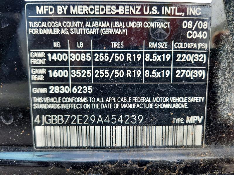 Aukcja sprzedaży 2009 Mercedes-benz Ml, vin: 4JGBB72E29A454239, numer aukcji: 55117546