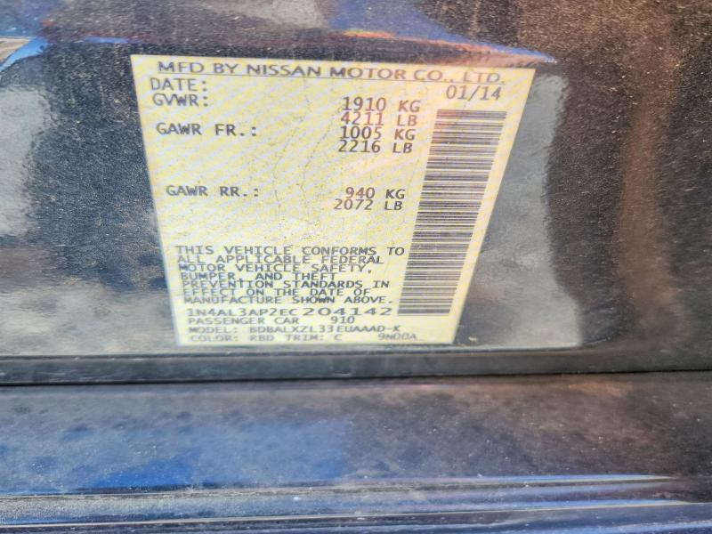 Aukcja sprzedaży 2014 Nissan Altima, vin: 1N4AL3AP2EC204142, numer aukcji: 54478916
